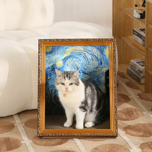 Casetta per Gatti Stile Pittura a Olio Retrò con Tiragraffi e Giocattolo, Utilizzabile in Tutte le Stagioni, Cornice Portafoto - Product Image 3