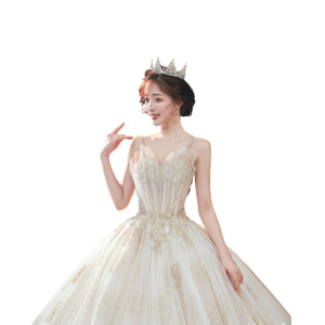 French Wedding Dress Ball Gown Chiffon With Beading Halter Neckline Empire Waist Floor Length Trailing Style Vintage Bride Dress - Product Image 5