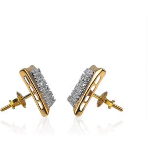 Pendientes de Diamantes Ornaatis en Oro Amarillo de 10K, Corte Princesa, 0.27 Cttw, Color G-I, Claridad P2, Engaste de Garras, para Uso Diario Femenino - Product Image 3