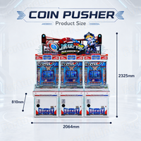 Machine d'arcade personnalisée OEM/ODM pour zones de jeux de centre commercial, construite comme une machine à pousser les pièces de monnaie, avec un cabinet facile à nettoyer et un système d'alimentation en pièces.