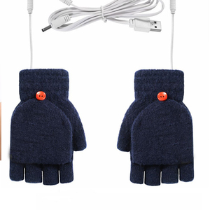Gants de ski chauffants USB pour hommes et femmes Mitaine d'hiver avec chaleur demi-doigts pour les utilisateurs d'ordinateur portable Conception sans doigts - Product Image 4