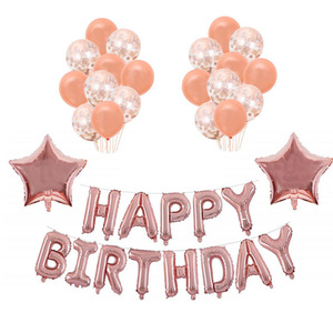 Vente flash - Ballons en or rose avec inscription Joyeux anniversaire - Décoration de fête - Ensemble de ballons à paillettes - Product Image 2