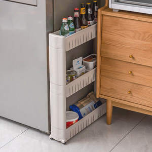 Chariot organisateur de stockage portable DS2742 chariot <span class=keywords><strong>utilitaire</strong></span> de blanchisserie à roulettes en <span class=keywords><strong>plastique</strong></span> mince <span class=keywords><strong>armoire</strong></span> de rangement de salle de bain mince à 4 niveaux - Product Image 2