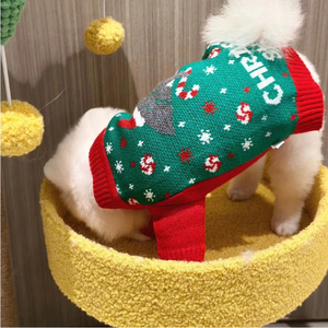 <span class=keywords><strong>Pull</strong></span> de Noël à carreaux pour <span class=keywords><strong>chien</strong></span>, motif requin, vert, tricoté, avec Père Noël et flocons de neige, tenue chaude d'hiver pour chiots de petite et moyenne taille, idéal pour les fêtes - Product Image 5