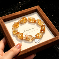 Bracelet en cristal minimaliste fait main, citrine à facettes irrégulières et perle d'eau douce crème, bracelet pour femme