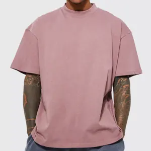 Lavado Vintage Drop Shoulder Basic Plain Custom All Over Print 300Gsm Algodón orgánico Camiseta de peso pesado de gran tamaño