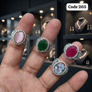 Luxury White Rhodium Plated Oval <b>Cat</b> Eye Stone Halo <b>Ring</b> | Adjustable AAA Cubic Zirconia Cocktail Statement <b>Ring</b> for Women - Product Image 3