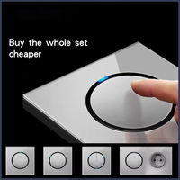 Summao Smart WiFi Gris 3 Gang 2 Voies Interrupteur rond en verre trempé 16A Max. Current pour la maison Interrupteur mural