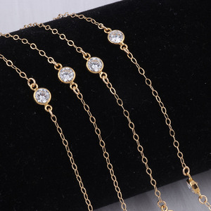 14K Vàng Đầy 1.5Mm Cáp Chuỗi Trang Trí 4Mm Bong Bóng Bezel Zircon Vòng Cổ Vòng Đeo Tay Chuỗi Đối Với Tự Làm Đồ Trang Sức Làm Phụ Kiện - Product Image 1