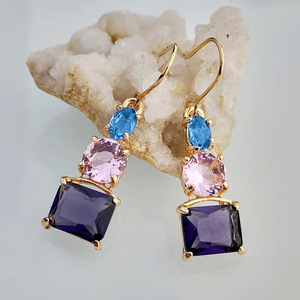 Orecchini Pendenti Viola Misti per Donne, Eleganti Orecchini Pendenti Medi-Lunghi, Gioielli di Moda per Uso Quotidiano e Feste - Product Image 2