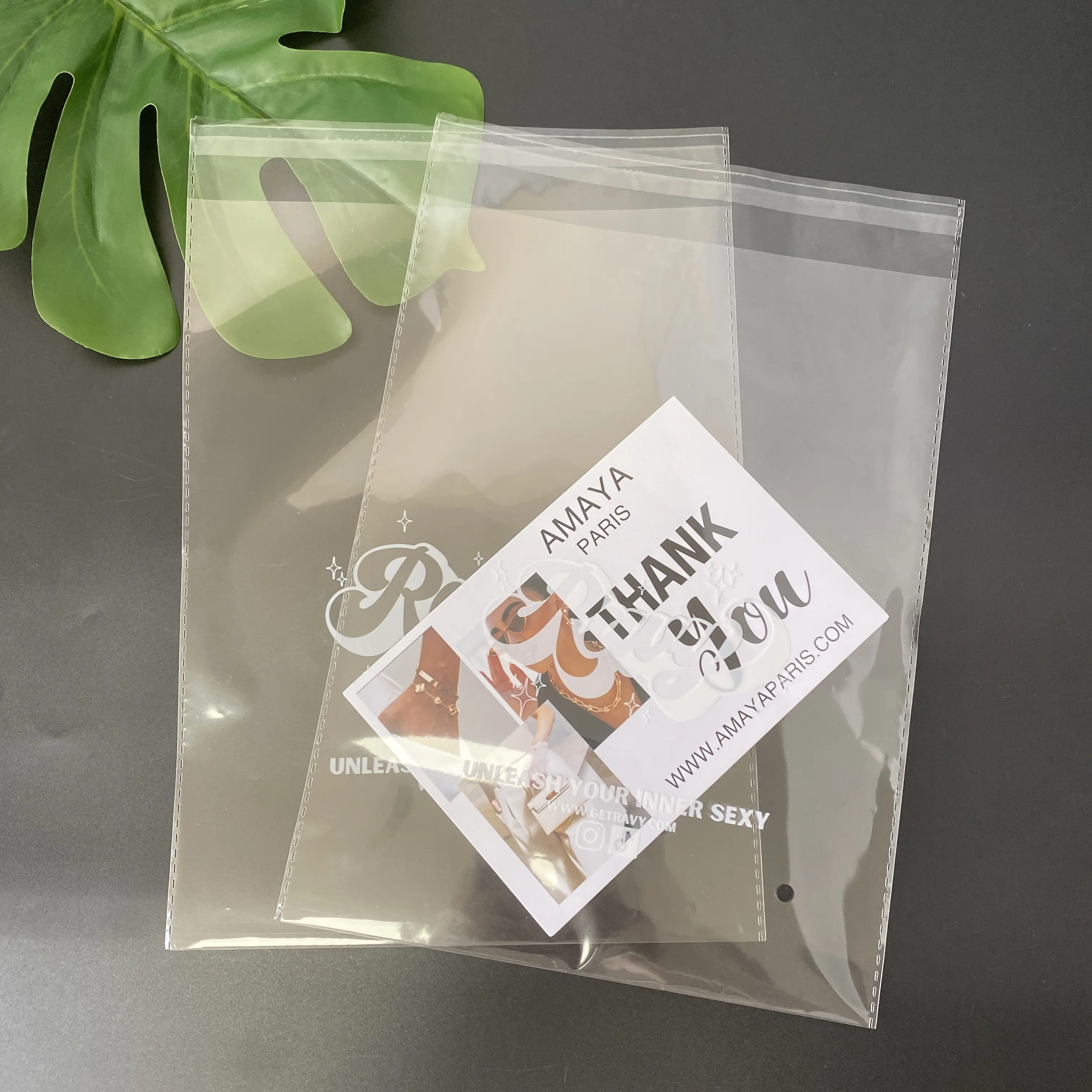 Papel de tarjeta personalizado, libro de postales, paquete transparente, autosellante bolsa de plástico, embalaje adhesivo de bolsa de plástico OPP