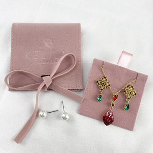 Custom Rings Jewelry Insert Cards Earrings Necklace Suede Jewellery Pouch Microfiber <b>Gift</b> Jewelry Pouch Bags with Pad Packaging - Product Image 4