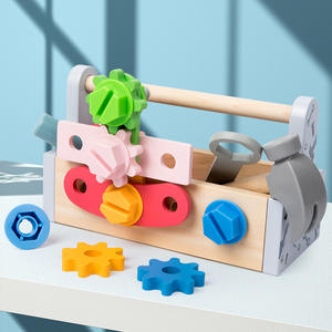 Outil jouet éducatif Portable outil Table jouet ensemble pour garçons <span class=keywords><strong>enfants</strong></span> boîte à <span class=keywords><strong>outils</strong></span> de réparation en bois avec vis démontage écrou en plastique - Product Image 3