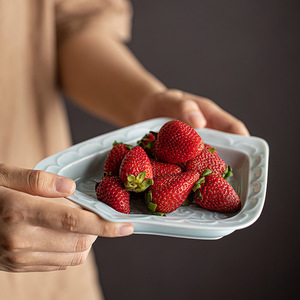 Assiette à fruits carrée en céramique, style zen, en porcelaine, pour servir thé, en-cas, mariage - Product Image 4