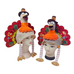 SOLPOP Cappelli di Lusso a Maglia a Forma di Tacchino per il Ringraziamento, Berretto da Tacchino per Uomini e Donne, Accessori per Costumi da Cosplay per Eventi Notturni - Product Image 1