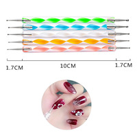 5 pièces nail art ensemble double tête ongles strass cueilleur outils pointillage stylo nail art peinture pointillage brosse ensembles