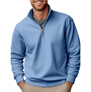 <span class=keywords><strong>Felpa</strong></span> da Uomo Personalizzata con Logo Ricamato, Zip a 1/4, Manica Lunga, Collo Alto, Tinta Unita, Anti-Pilling, 100% <span class=keywords><strong>Poliestere</strong></span> - Product Image 1