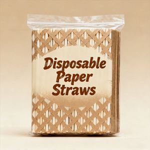 Pailles en papier jetables pour boissons glacées, résistantes à l'humidité, en matériau haute densité, adaptées à une utilisation prolongée - Product Image 1