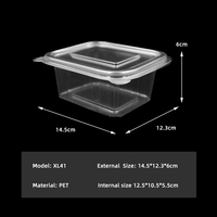 Transparante vierkante scharnierende voedselcontainer, wegwerp clamshell doos voor salade, fruit en afhaalmaaltijden