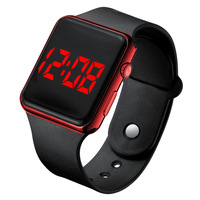 Jam tangan Digital olahraga logo kustom 2024 jam tangan digital Anak pria wanita jam tangan Digital LED persegi silikon