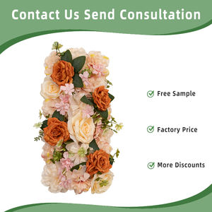 שורה רוז המרכזי חתונה שלב הרצפה שורה של פרחים רקע קשת מלאכותית - Product Image 3