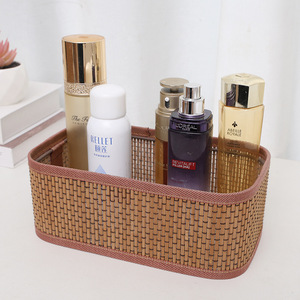 Caja de almacenamiento de ratán de estilo nórdico para dormitorios, cesta de almacenamiento de ropa con tapa, organizador de juguetes y libros, caja de almacenamiento de aperitivos - Product Image 1