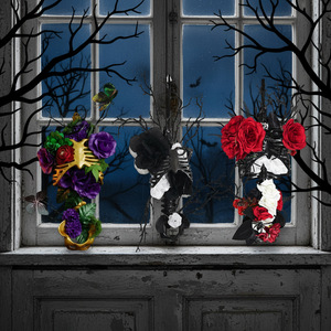 Decoraciones Florales de Esqueleto Pélvico para Halloween, Adornos de Plástico para Interiores y Exteriores, Decoración de Ventanas para Fiestas, Estilo Horror, Adornos Festivos - Product Image 1