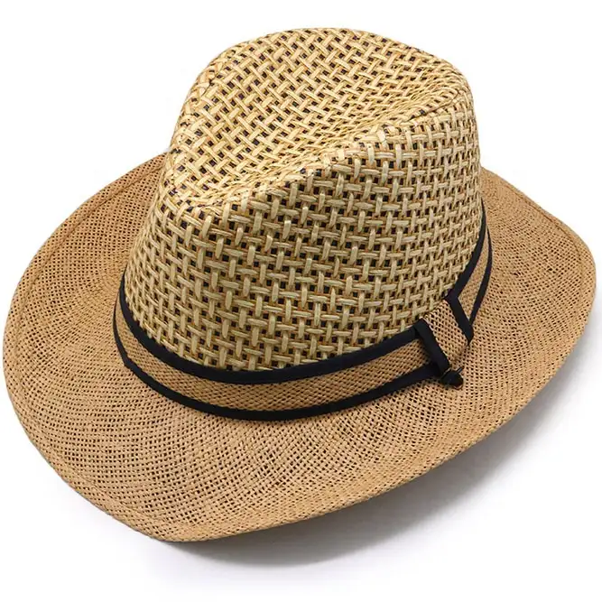 القبعات الصينية 2020 الشمس بارد السفر الشاطئ مرن ورقة سترو واسعة حافة قبعات رعاة البقر المصنوعة في المكسيك للرجال