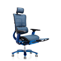 Chaise de bureau exécutive pivotante réglable à dossier haut en maille avec appui-tête et repose-pieds pour cadres, managers et dirigeants