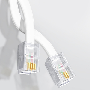 สายโทรศัพท์แบบแบน OEM 4 คอร์ 32AWG แบบกำหนดเอง พร้อมขั้วต่อ RJ11 6P4C ตัวนำทองแดง สำหรับแผงแพทช์สายสื่อสาร - Product Image 1