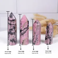 Cristal de diopside rose naturel, quartz rose, tourmaline rouge, pierre énergétique hexagonale à point unique, colonne d'ornement, cristal de fengshui
