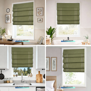 Tende Romane Moderne con Bordo Ondulato in Tessuto, Controllo Manuale Senza Fili, Tende Oscuranti Senza Foratura per Ristorazione e Uso Domestico - Product Image 4