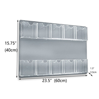 Étagère d'affichage murale en acrylique transparent à 10 pochettes pour brochures, dépliants, prospectus