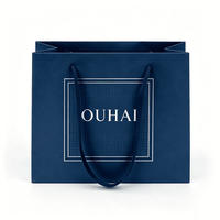 Sac en papier bleu marine personnalisé avec poignée, sac de shopping de luxe avec laminage mat pour l'emballage de vins et spiritueux haut de gamme, emballage cadeau pour les marques