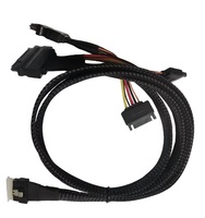 SFF-8654 SAS kustom pabrik 8i sampai 2 * SFF-8639 UK 2 + 15 Pin NVME SSD kabel adaptor kabel Data Disk daya