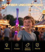 Baguette LED Licorne à Fibre Optique Prix Usine 16 Pouces, Bâton Lumineux Clignotant avec Boule Prisme pour Fête d'Anniversaire de Fille Princesse