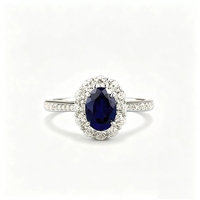 Bague en argent sterling 925 avec zircone cubique ovale bleue de 5x7 mm - Style féminin