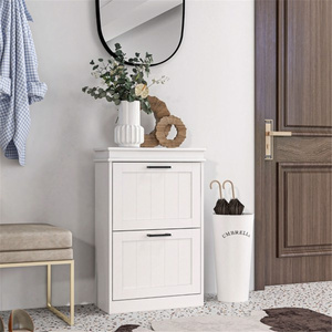 Gabinete de Almacenamiento de Zapatos de Madera Maciza Blanca Db, 2 Puertas, Diseño Moderno, Mueble para Sala de Estar, Fácil de Ensamblar, Estante de Almacenamiento para el Hogar - Product Image 3