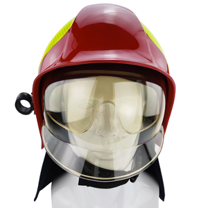 Casco de rescate contra incendios tipo V amarillo con visera transparente, protector de cuello, suspensión de 6 puntos, sin ranuras - Product Image 4