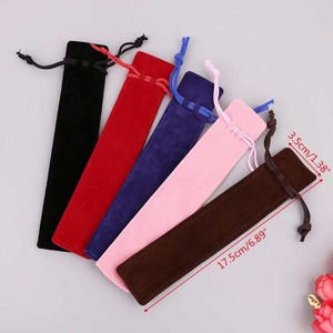 Étui à crayons en velours rose mignon avec cordon de serrage, stylo à plume, bijoux, pochette à sourcils, sac avec Logo - Product Image 2