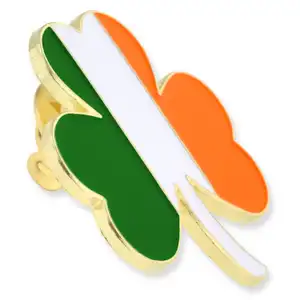 Épingle de revers en émail du jour de la saint-patrick, drapeau irlandais Shamrock
