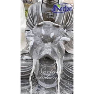 Fuente de Agua Decorativa de Piedra de Mármol con Estatua de Buda Sentado para Jardín Interior y Exterior en Venta - Product Image 6