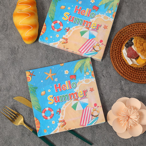 Hello Summer Printed Paper Napkins 330mm Square Themed Party Use - Product Image 1