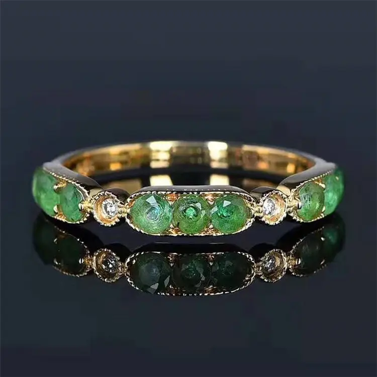 Dudai Boda nupcial joyas de piedras preciosas de diamantes 18k oro 0.54ct natural verde esmeralda anillo para las mujeres
