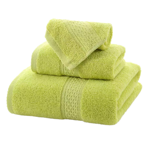 Luxus langstapelige Baumwolle Jacquard Badet uch Set 3-teiliges Satin Plaid Square Hotel-Grade Solid Beige Ultra-Soft - Product Image 1
