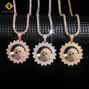 Sunflower Moissanite Photo Pendant 50mm 925 Sterling Silver VVS Moissanite Pendant Iced Out Moissanite Pass Diamond <b>Tester</b> GRA - Product Image 2