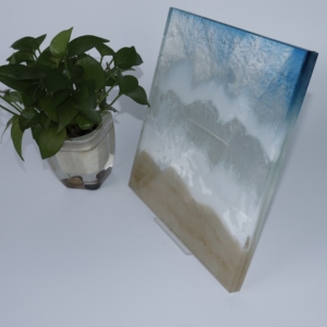 Panel de Vidrio Decorativo Laminado con Resina y Arena, Arte en Vidrio 3D con Arena en Movimiento para Paredes Divisorias Interiores y Decoración de Edificios - Product Image 1