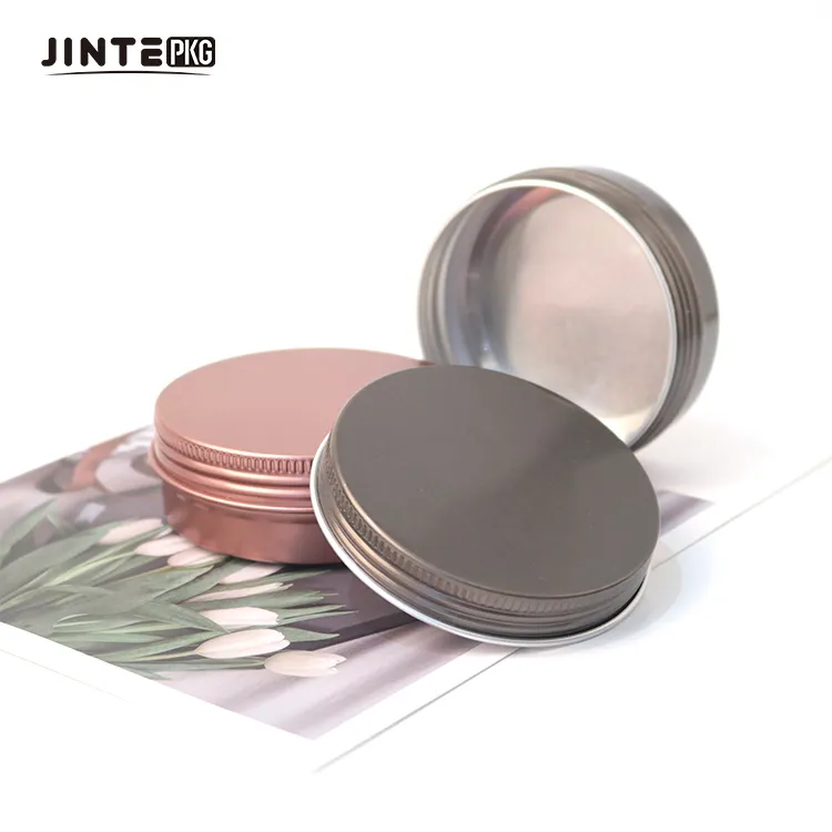 Boîte à bougie cosmétique vide en métal avec couvercle à vis, emballage cosmétique, pot en fer blanc