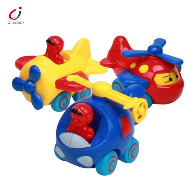 Chengji Wholesale Toys Best Selling Small Promotional Cheap Price Cute Cartoon 3pcs Plastic Vehicle Pull Back Plane
