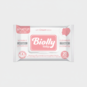 Biolly 20 PCs Make-Up Wipes With Argan Oil - Velvet-Touch Decongesting Ultra-Pure - Product Image 2